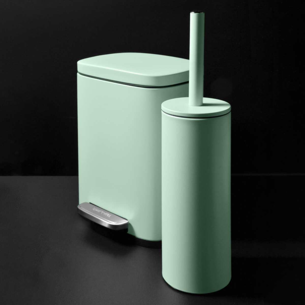 Spirella Set Poubelle à  pédale 5L & Brosse Wc AKIRA Vert Glacé Mat