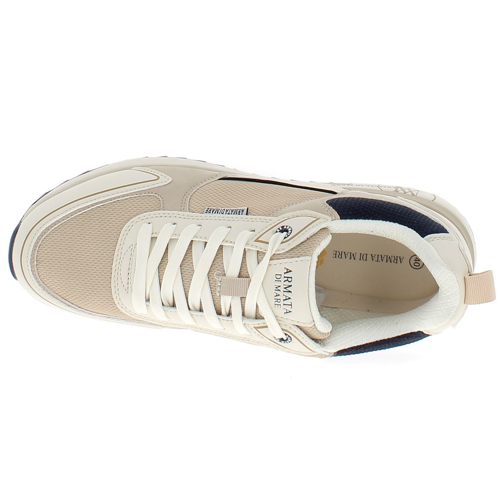 Armata di Mare Scarpe Uomo Sneakers Vintage Running con Soletta Rimovibile in Memory Foam AMU 1N947 Lt Beige