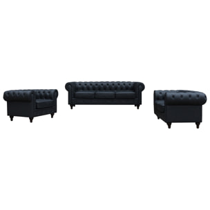 Fauteuil Chesterfield "Aliza" - 111 x 82 x 70 cm - Noir