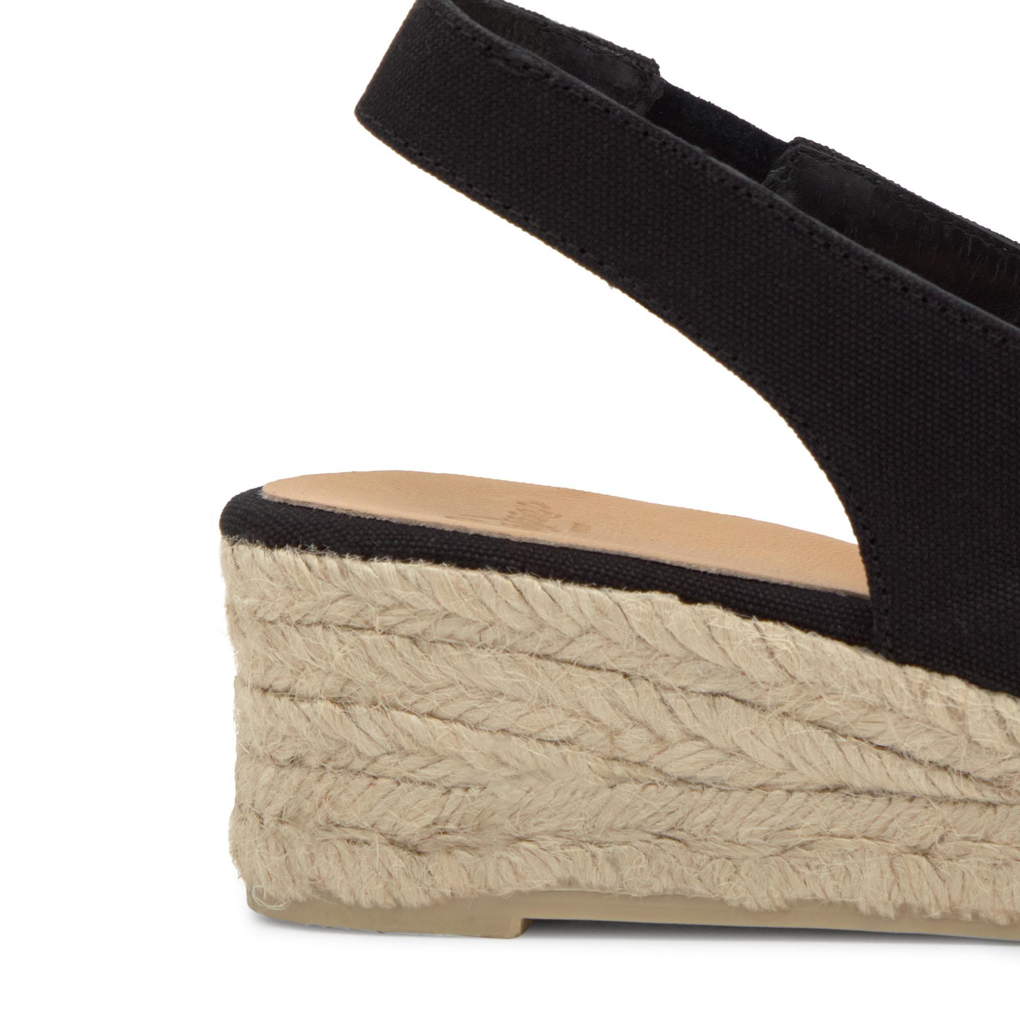 Alpargatas de cuña de mujer destalonadas Diana estilo peep-toe en algodón orgánico