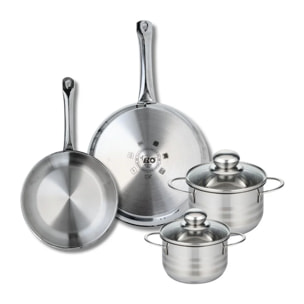Ensemble de 2 Poêles de cuisson 24 et 28 cm et 2 faitouts 14 et 16 cm Elo Profi Brillant