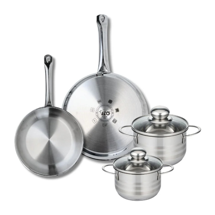 Ensemble de 2 Poêles de cuisson 24 et 28 cm et 2 faitouts 14 et 16 cm Elo Profi Brillant