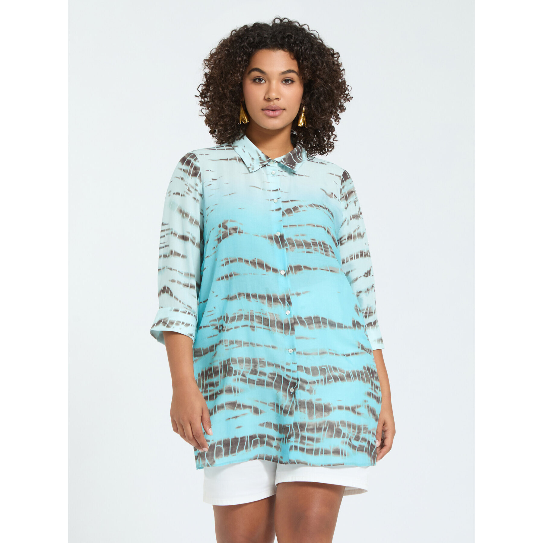 Fiorella Rubino - Camicia stampa animalier sfumata - Azzurro