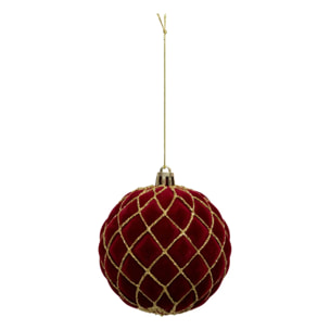 Boule de Noël pailletté rouge x9 80mm