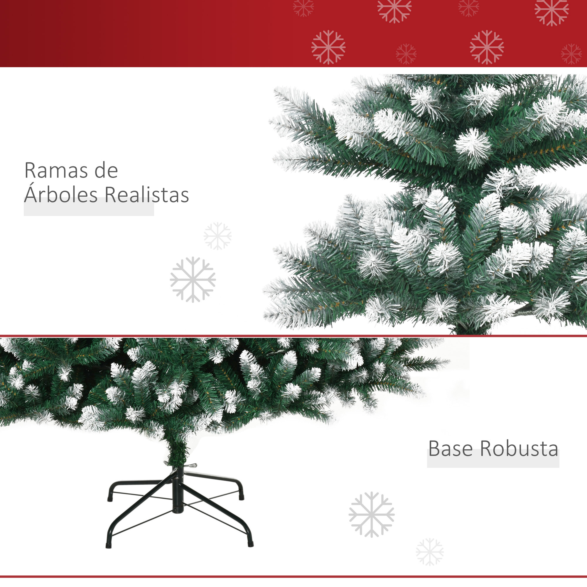 árbol de Navidad Puntas Blancas Artificial con Soporte 210 cm
