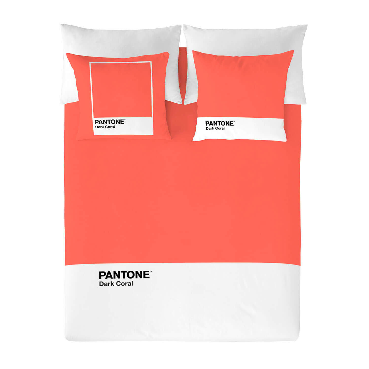 Pantone - Funda Nórdica Estampada - Cierre Solapa - 100% Algodón - Incluye 1/2 Fundas de Almohada - Dark Coral