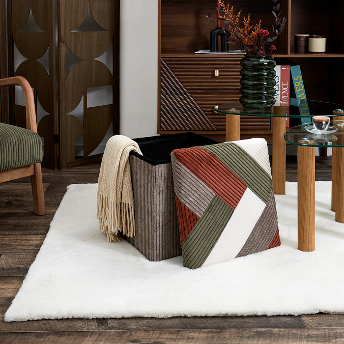 Coffre Pouf - HOME DECO FACTORY - Scott - Pliable - Patchwork - Multicolore