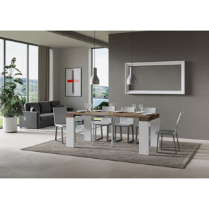 Console Roxell Small cm.90x42 (extensible à 196) dessus Noyer structure Frêne Blanc