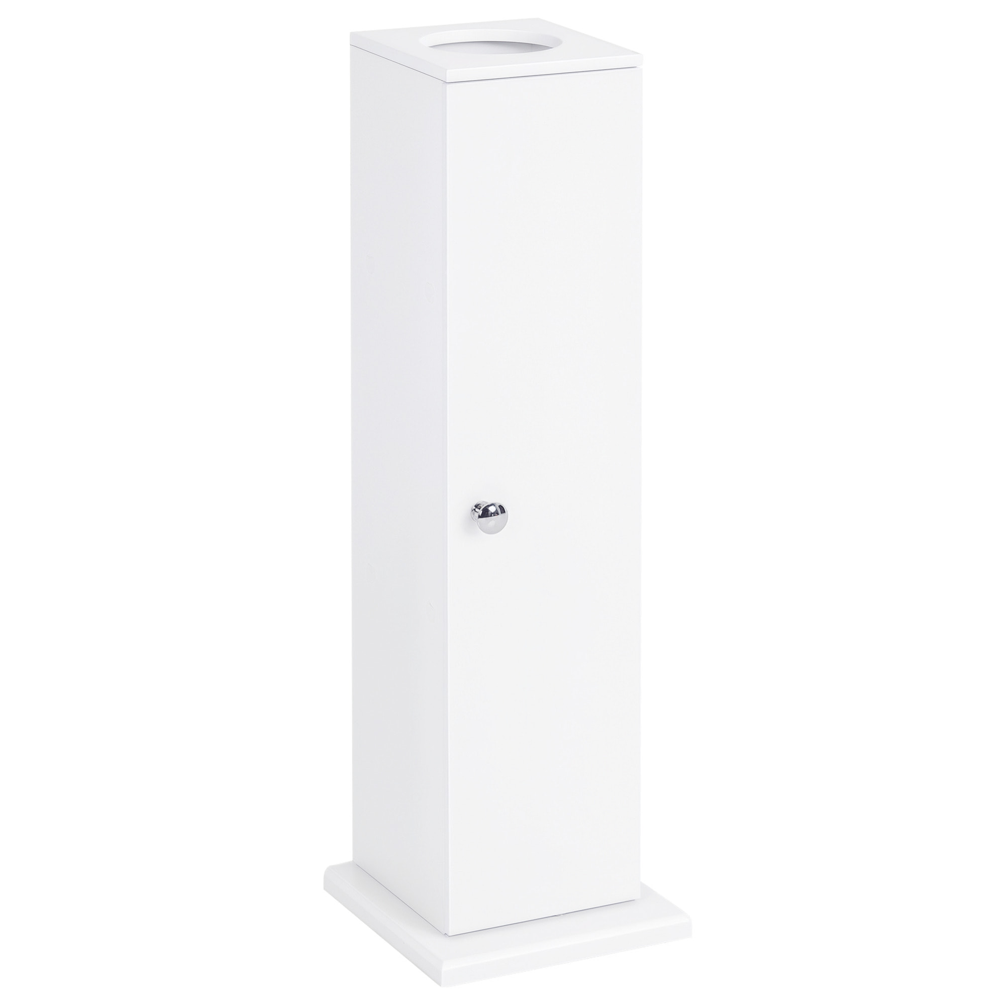Armario de Baño Estrecho Mueble de Baño con Orificio para Papel Higiénico y Estantes Estilo Moderno para Espacios Pequeños 19,5x19,5x65 cm Blanco