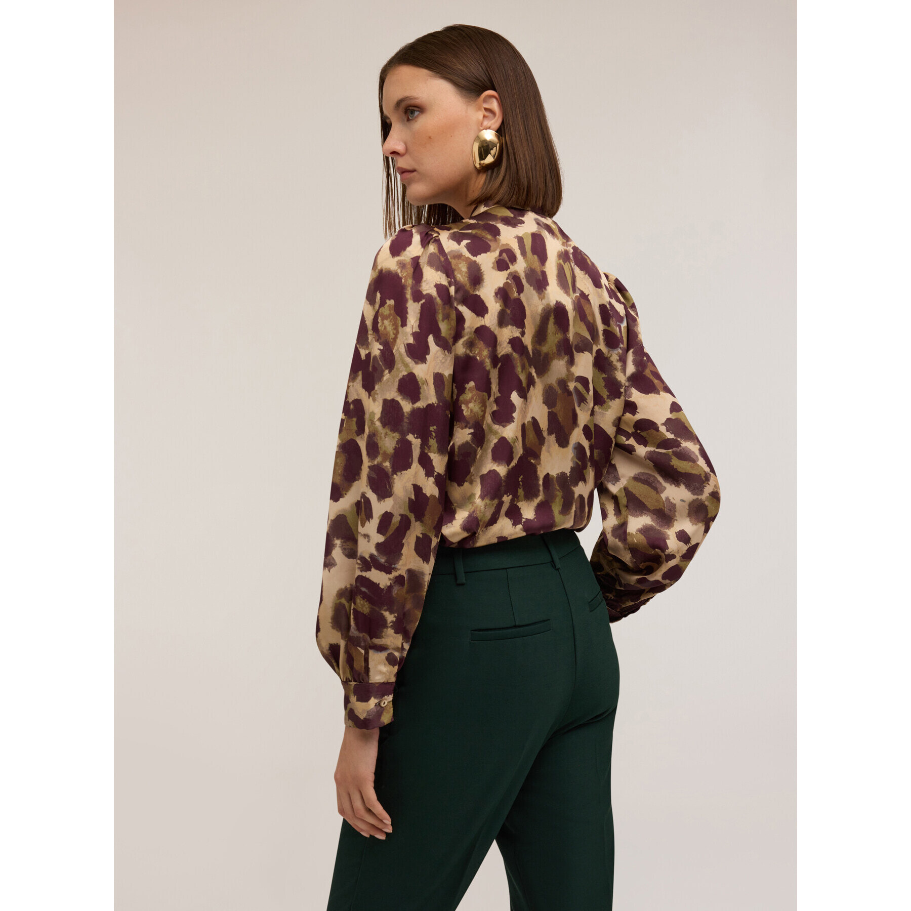 Motivi - Blusa con fiocco fantasia camouflage - Verde militare