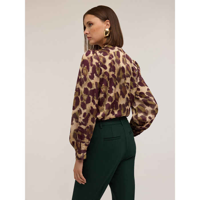 Motivi - Blusa con fiocco fantasia camouflage - Verde militare