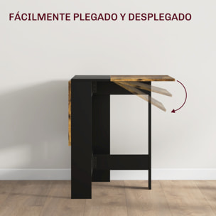 Mesa Plegable de Comedor, Mesa de Cocina Plegable, con Alas Abatibles, para Salón, Espacio Pequeño, 103x76x73,5 cm, Negro y Marrón Rústico