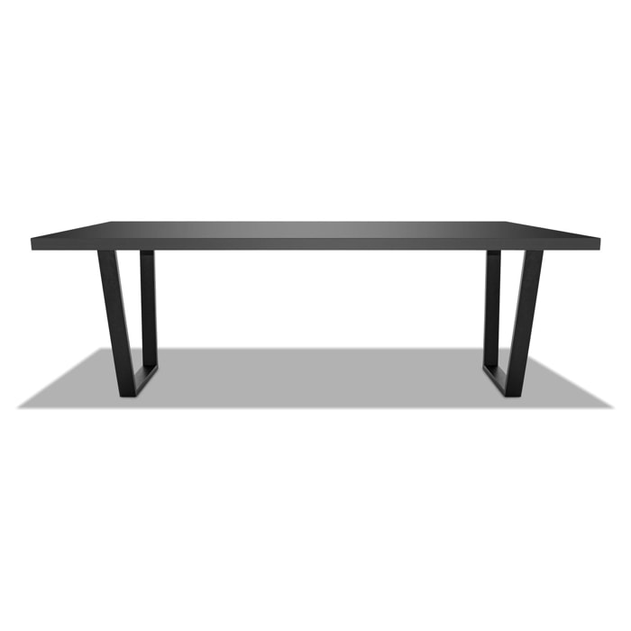 MONTERO - Ripiano per tavolo da 220x100x5cm pranzo in legno con rivestimento in laminato nero.