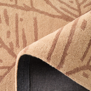 PANTONE - Tapis en laine fait main CEDRE BLANC à motif feuille marron