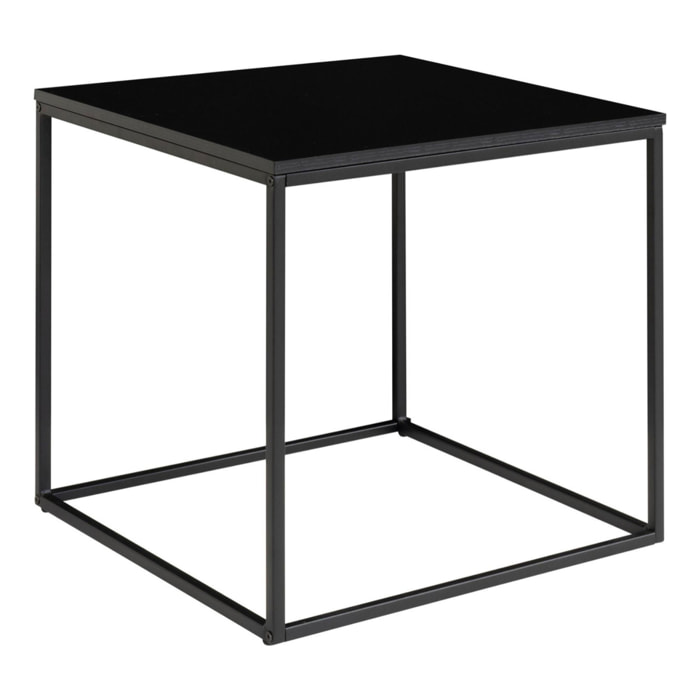 Tavolino d'appoggio Vita in nero con struttura in acciaio, 45×45×45 cm