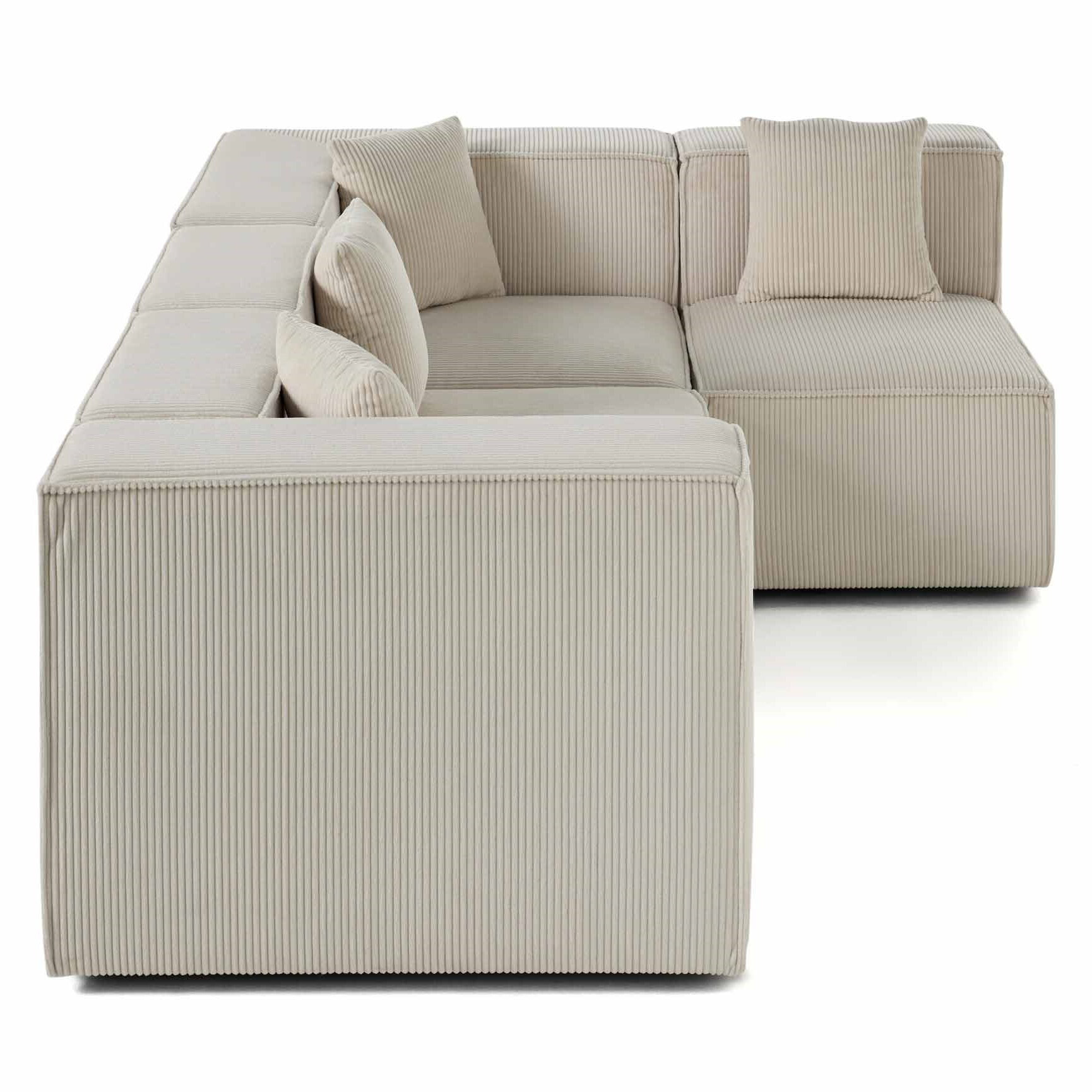 Arty - canapé modulable d'angle droit 4 places - en velours côtelé - Beige