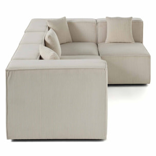 Arty - canapé modulable d'angle droit 4 places - en velours côtelé - Beige