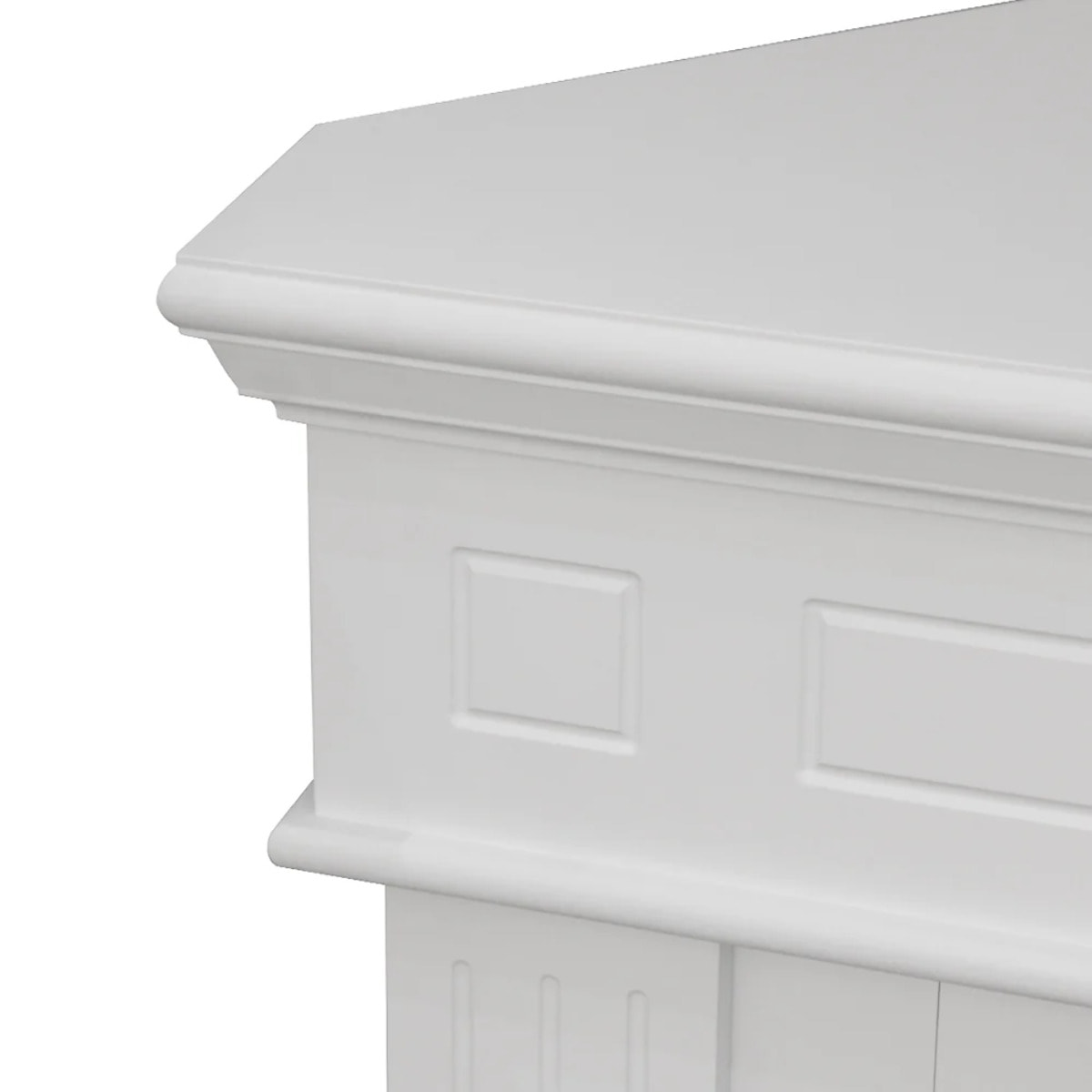 Ford - Cornice per Camino Angolare 110x102x63 cm Rivestimento Decorativo in Legno MDF Bianco