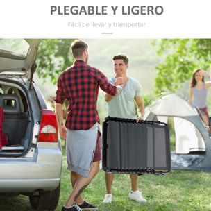 Tumbona Plegable Tumbona Jardín Exterior con Respaldo Ajustable Reposacabezas Acolchado Bolsillo Lateral y Estructura de Acero 185x58x30 cm Gris