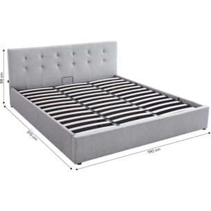 Lit coffre avec tête de lit en tissu - TINA