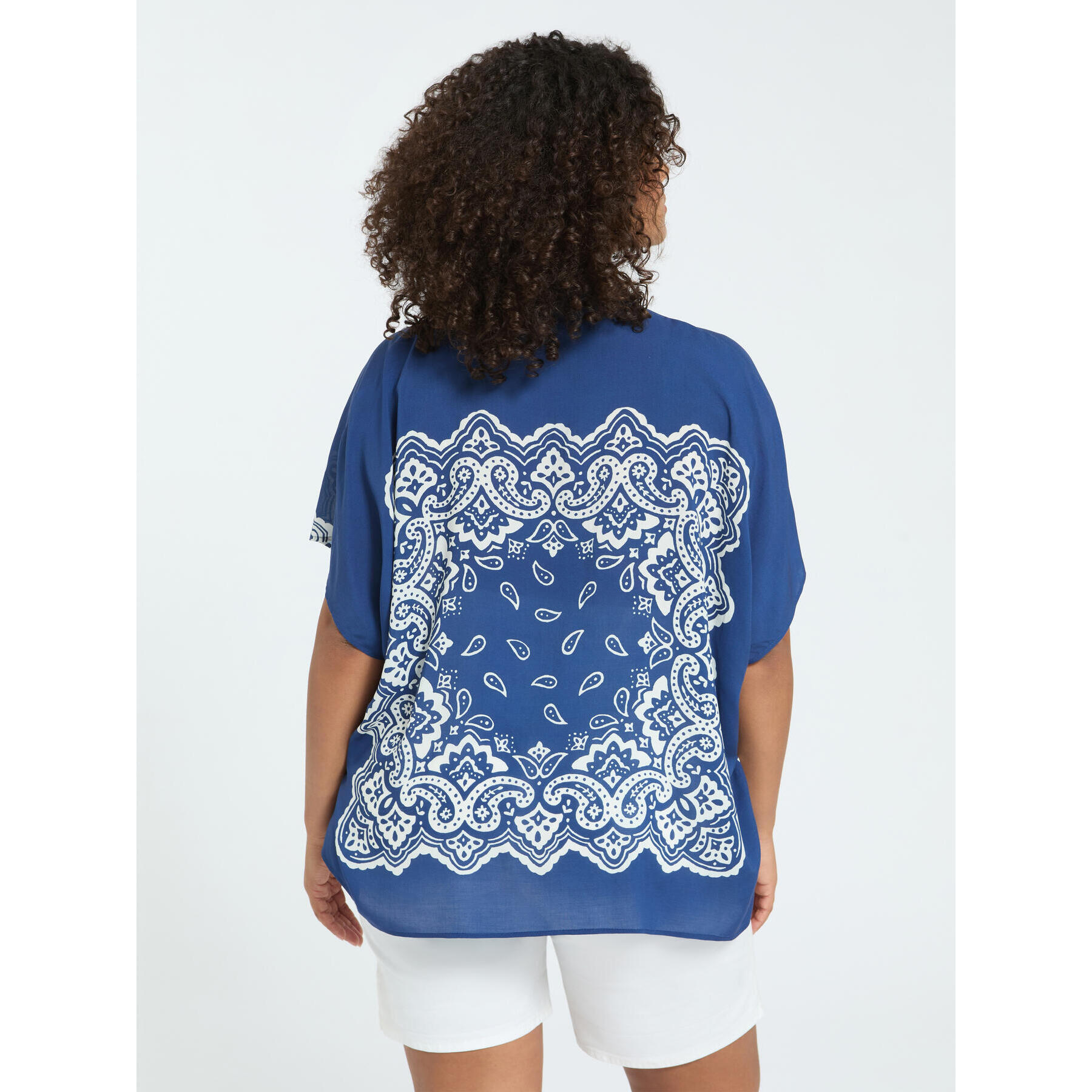 Fiorella Rubino - Blusa estampado bandana en viscosa - Azul
