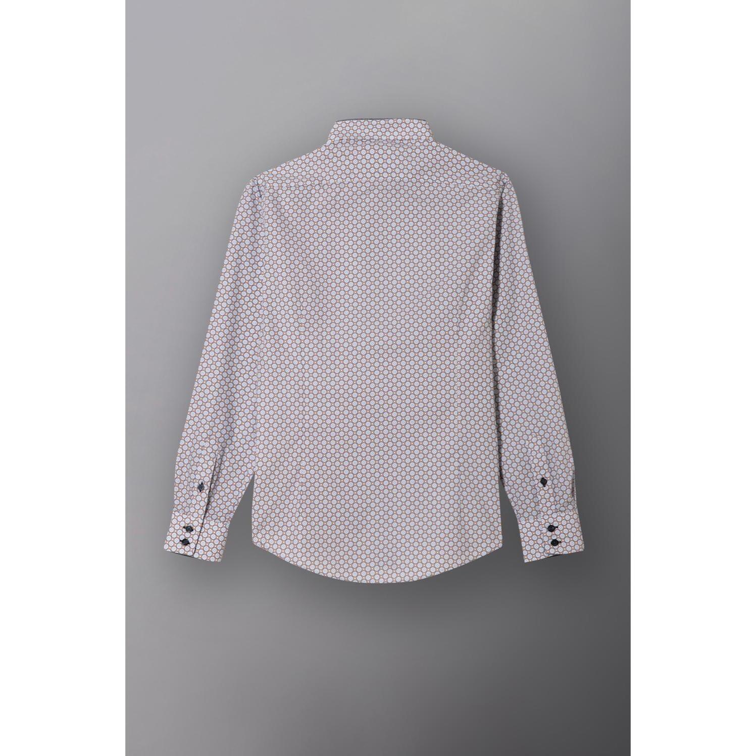 Camicia Uomo 2bottoni Button Down Doppio Collo Slim Popeline Stampato Senape Celeste