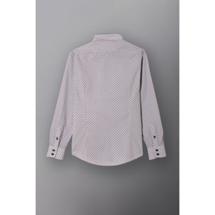Camicia Uomo 2bottoni Button Down Doppio Collo Slim Popeline Stampato Senape Celeste