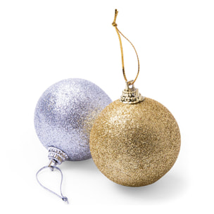 Confezione da 6 palline di Natale da appendere nei colori metallici argento e oro.