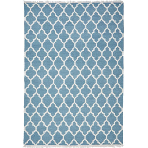 tapis salon 170x240 fait main en laine turquoise rectangle motif scandinave ARIFA