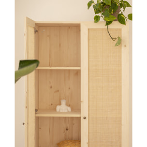 Armoire en bois de sapin et tressage de rotin 180x80cm Hauteur: 180 Longueur: 80 Largeur: 40
