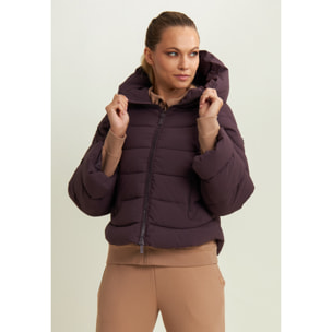 Piumino cropped donna con maniche svasate