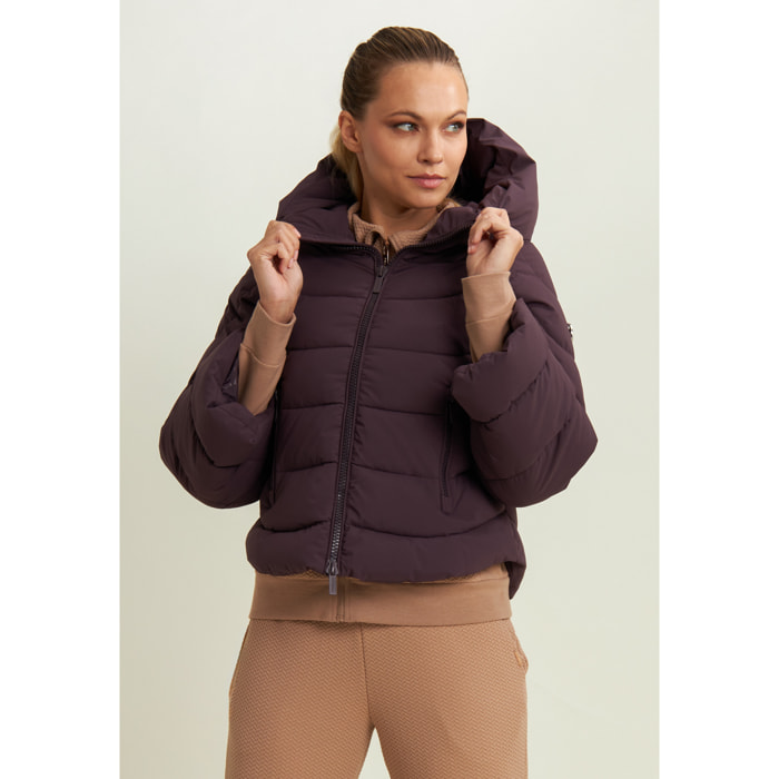 Piumino cropped donna con maniche svasate