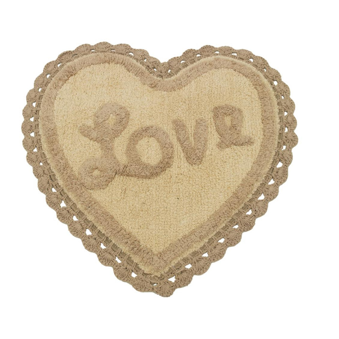 Tappeto Bagno A Forma Di Cuore Love Con Lace Beige Caffelatte