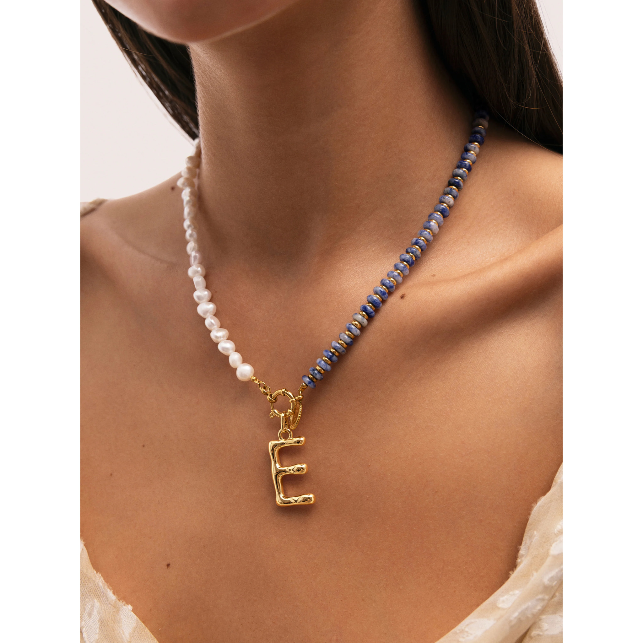 Collar Índigo Pearl Acero Baño Oro