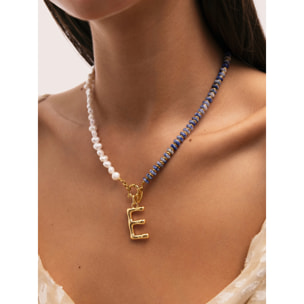 Collar Índigo Pearl Acero Baño Oro