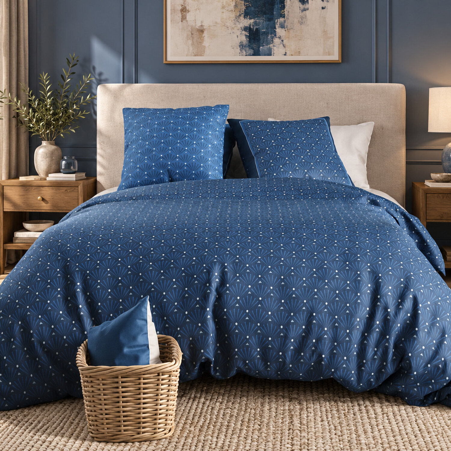 Parure housse de couette imprimé 100% coton - azura