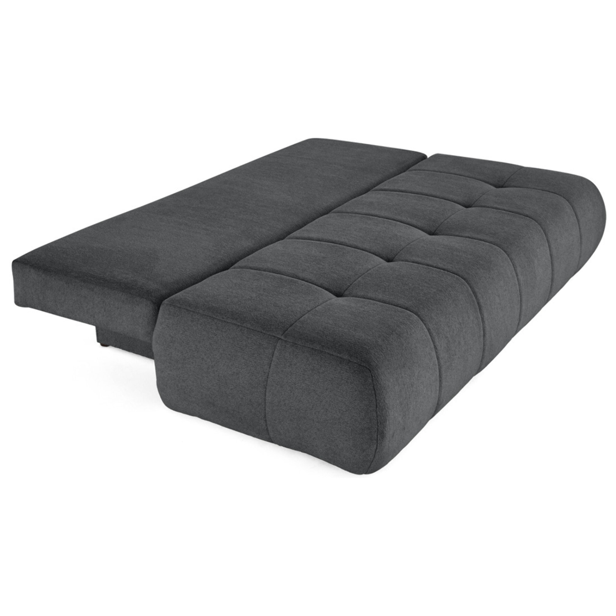Bowie - canapé 3 places convertible coffre + coussin rond inclus en tissu texturé - Gris foncé