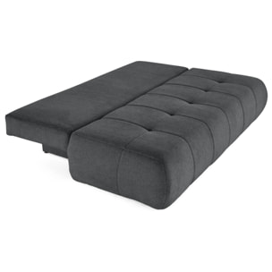 Bowie - canapé 3 places convertible coffre + coussin rond inclus en tissu texturé - Gris foncé