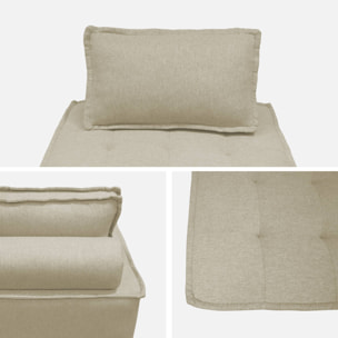 Lot de 3 chauffeuses pour canapé modulables tissu capitonné beige avec 1 coussin