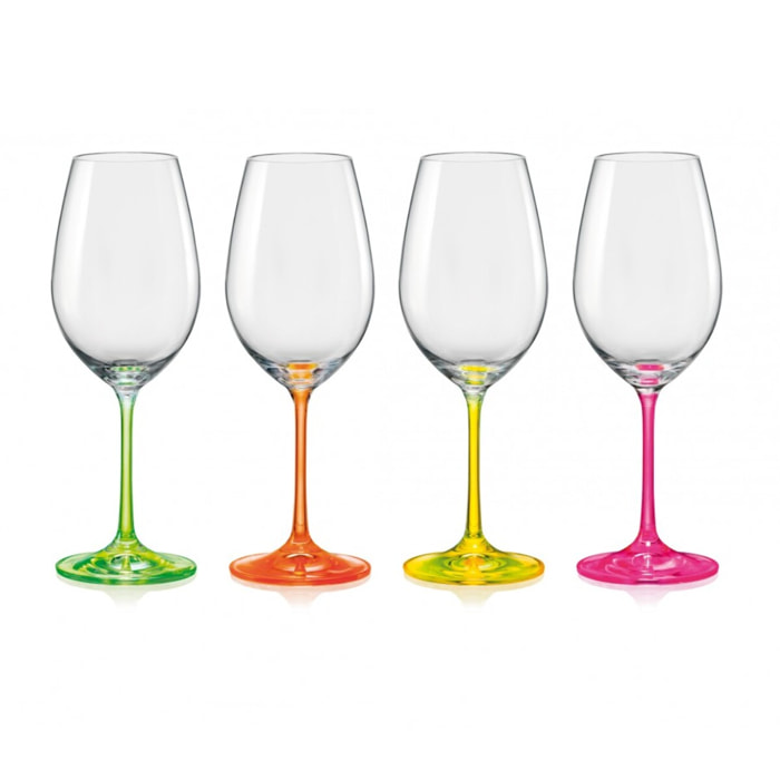 Lot de 4 verres a vin neon 350ml