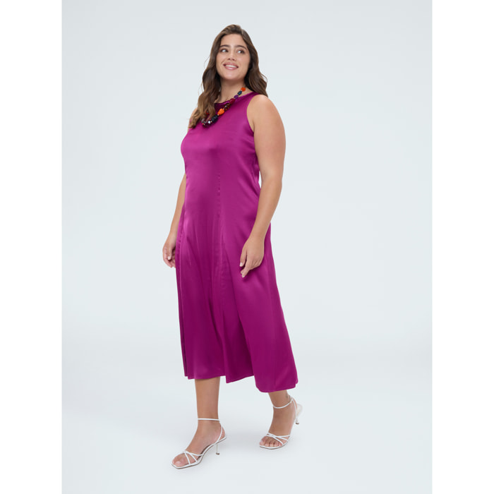 Fiorella Rubino - Vestido largo sin mangas en raso de viscosa - Fuchsia