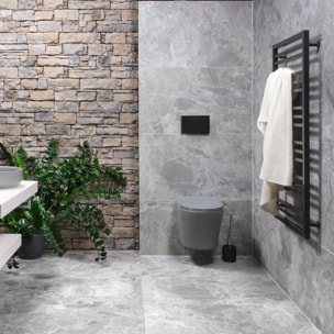 Pack WC bâti-autoportant + WC Infinitio gris mat sans bride fixations invisibles + Abattant softclose + Plaque blanche/chrome