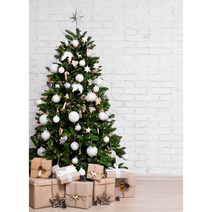 Albero di Natale 240 cm Sugarplum, Pino artificiale, Albero effetto reale, Alberello natalizio extra folto, 120x120 h240 cm, Verde
