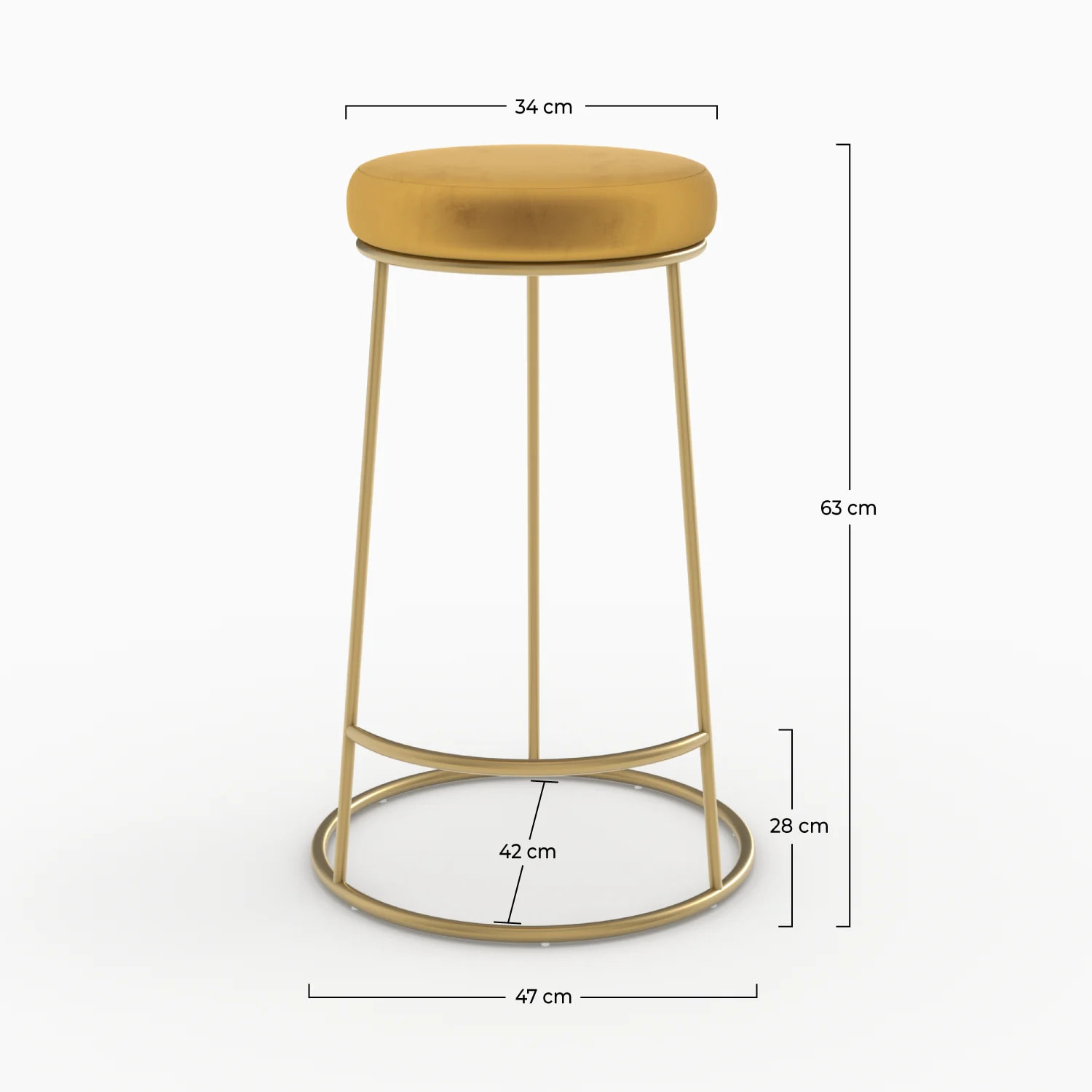 Lot de 2 tabourets pour îlot central 63 cm en velours jaune curry - Kendal