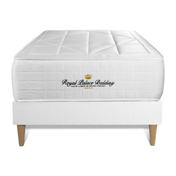 Ensemble Matelas ressorts ensachés + mémoire de forme maxi épaisseur Windsor sommier KIT blanc + Sommier tapissier en kit cm d'épaisseur - Matelas à Ressorts ensachés et mémoire de forme de 26cm d'épaisseur