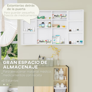 Botiquín de Pared de Acero de Primero Auxilios Botiquín para Medicinas de 3 Niveles Armario de Baño con Cerradura y 2 Llaves para Cocina 55x18x60 cm Blanco