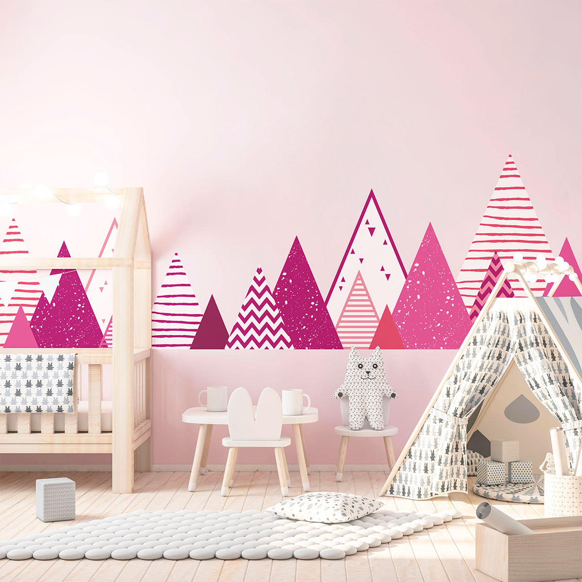 Stickers muraux enfants - Décoration chambre bébé - Autocollant Sticker mural géant enfant montagnes scandinaves MIKA