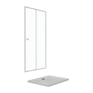 Pack porte de douche coulissante blanc 120x185cm + receveur 120x80 - WHITY SLIDE