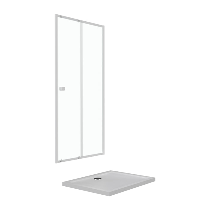 Pack porte de douche coulissante blanc 120x185cm + receveur 120x80 - WHITY SLIDE