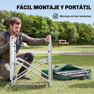 Mueble Cocina Camping Armario Camping Plegable con Mesas Armarios Ganchos Estructura de Aluminio Poste de Luz Ajustable Paravientos y Bolsa de Transporte para Acampada 172x48x130 cm Verde